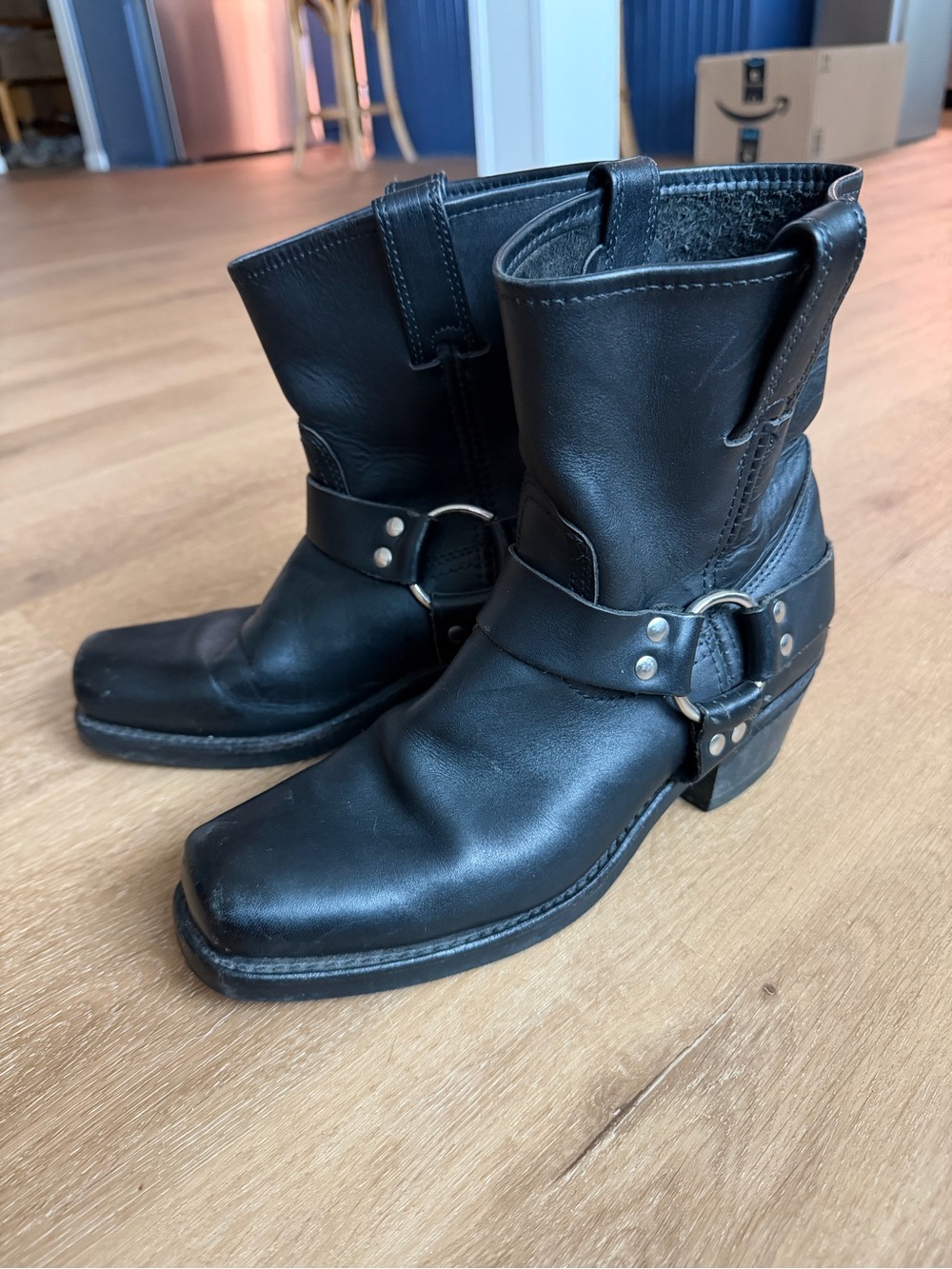 Frye Harness 8R Women’s Black Leather Moto Boots